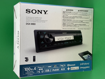 Sony DSX-M80 Marine Stereo 100W x4 Bluetooth SiriusXM Receiver Tested w/ Box