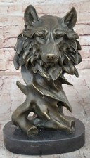 Estatuilla de perro lobo de vida animal salvaje grande de Milo decoración de escultura de bronce