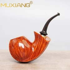 MUXIANG Handmade Blowfish Tobacco Pipe Smooth Freehand Pipe Bent Cumberland Stem