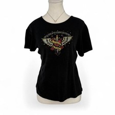 Harley Davidson Vintage Heart With Wings Cotton Baby Tee Size Small 100 Cotton