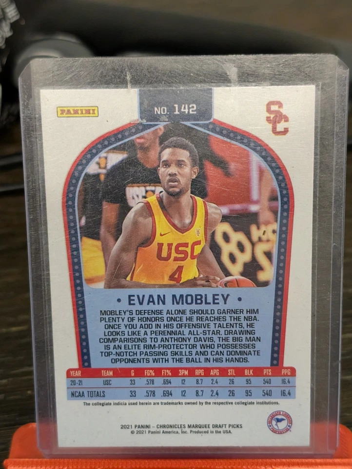 EVAN MOBLEY 2021 Panini Chronicles Marquee Draft Picks PINK Parallel ROOKIE #142 - Image 3 of 3