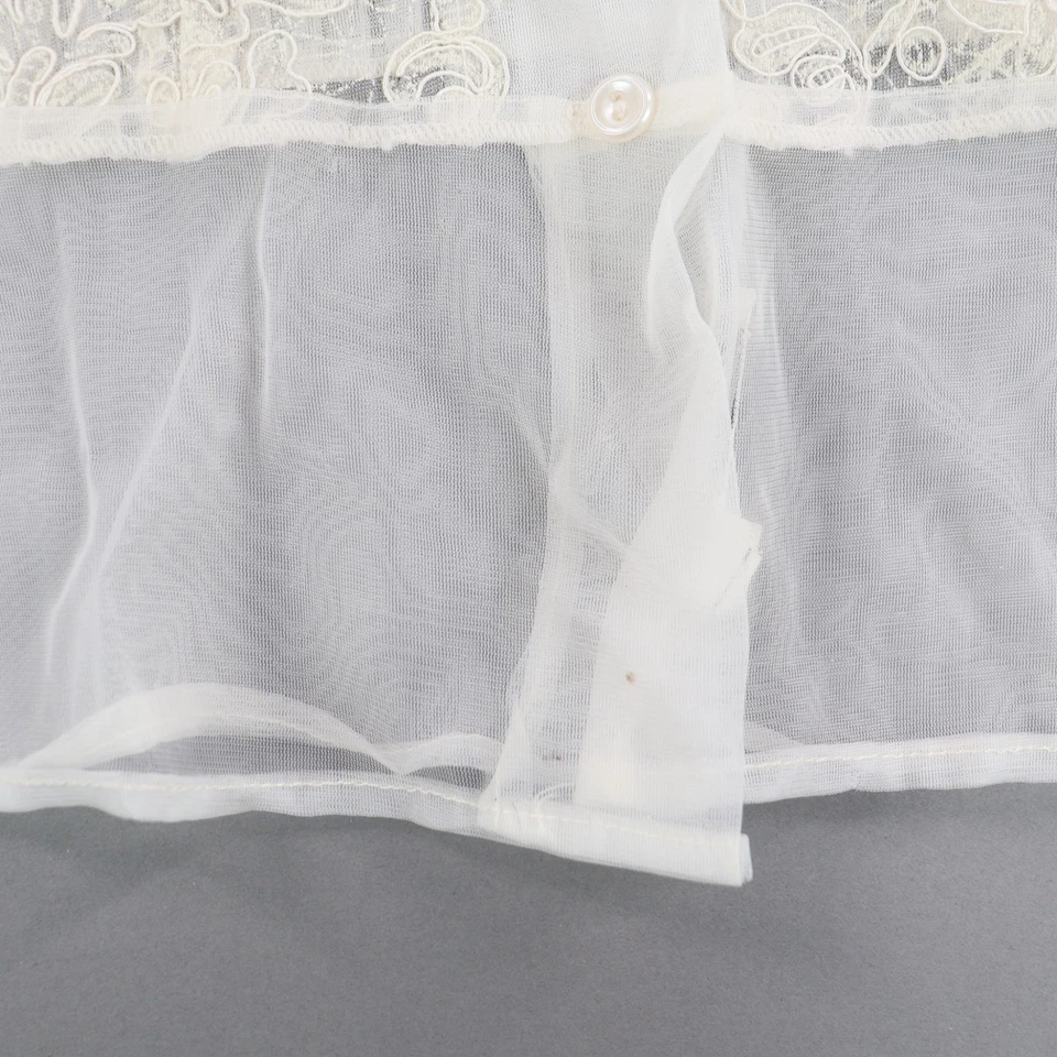 Vintage 1950s Debcraft Sheer Nylon Blouse Top Lace Collar Faux Pearl Pintuck - Image 3 of 4