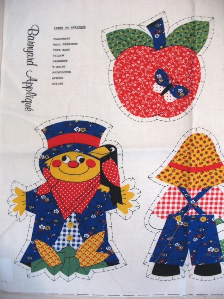 * Panel de tela VIP Cranson CALICO BARNYARD APPLIQUE 17 x 45" Sunbonnet Sue & Sam Foto 4 de 4