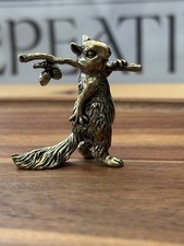 Brass Squirrel Figurine Acorn Ornament Cottagecore Autumn Kitsch Woodland Decor