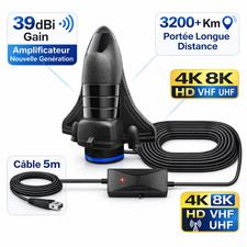Antenne TV 4K 8K HD Intérieure Extérieure 39dBi Amplifiée 5M VHF UHF TNT
