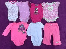 Baby Girls Size 0-3 Months 7 Piece Bundle Shortsleeve Longsleeve Pants