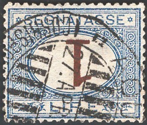 Italien Königreich 1870 Steuermarken 1 £ mit umgedrehter Zahl, Nr. 11b. Zertifikat: Blond