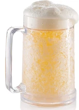 Insulated Freezer Beer Mugs, 16 Oz Double Wall Plastic Glass - 1 Pack