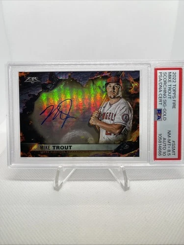 2022 Topps Fire Scorching Signatures #SS-MT Mike Trout Gold /10 PSA 8.5/10 RARE