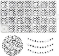 Black Alphabet Beads A-Z 1350 Pcs Letter Bead, Acrylic 4X7Mm round Digit Letter
