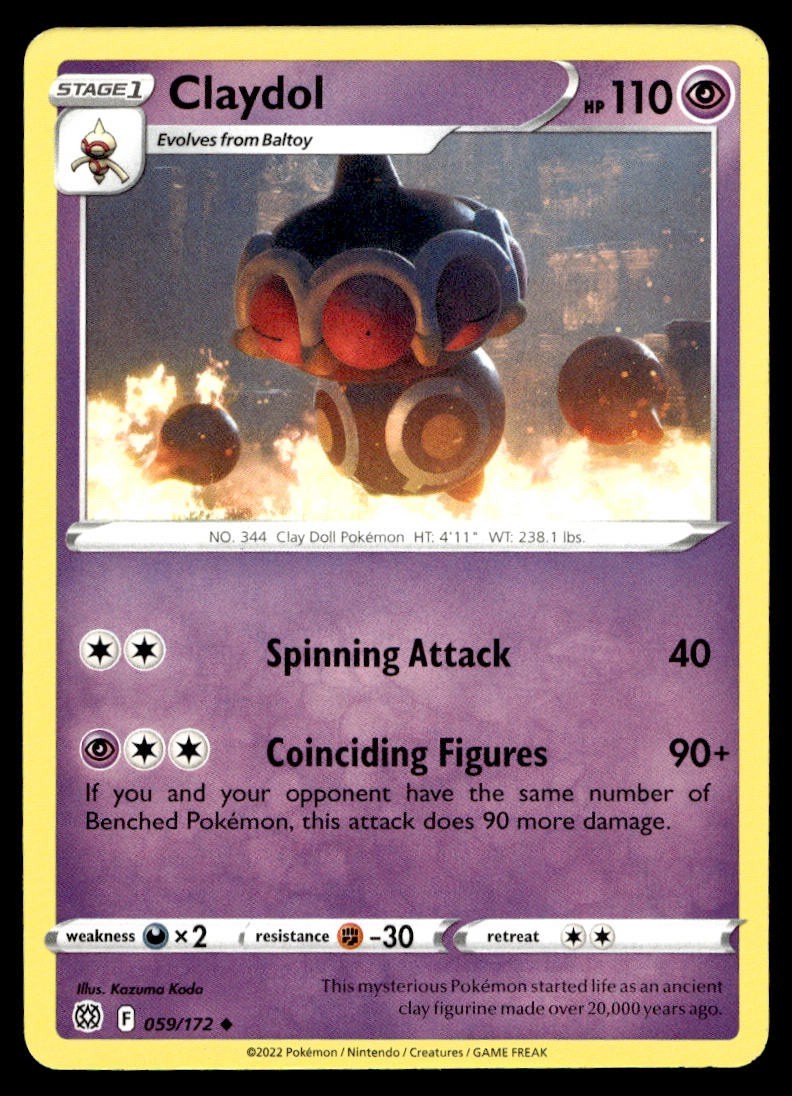 Claydol 59/172 Pokemon Card Brilliant Stars Uncommon 110 HP Near Mint DO