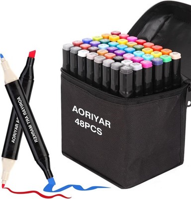 48 Farben Kunst Marker, Alkohol Marker Färbung Dual Tip Künstler Stifte Set