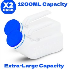 Pack of 2 Male Urinal Bottle 1200ml Pee Bottles for Men Spill-Proof & Portable