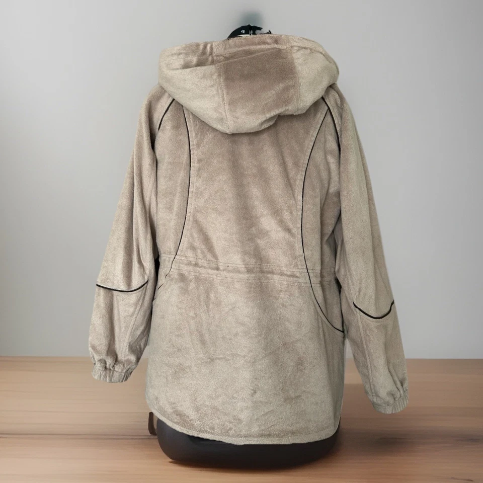 Abrigo Free Country Mujer con Capucha Cremallera Talla S Marrón Reversible Gorpcore Foto 4 de 4