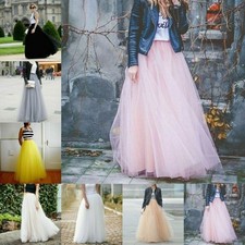 Elegant Mesh Tulle Tutu Skirt Layered Pleated Party Ladies Maxi Long Dress Women