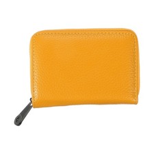 Leather Credit Card Holder, 20 Slots RFID Wallet with Zipper, Yellow