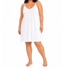 White Spaghetti Strap Slip Dress V-Neck Adjustable Chemise Nightgown XXL