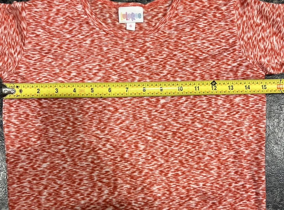 Top túnica LuLaRoe para niñas talla 6 rojo blanco manga corta elástico Foto 4 de 4
