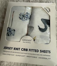 GRSSDER Jersey Knit Crib Fitted Sheets Set 2 Pack, Universal Fit NWT