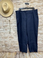Chicos Navy Blue Linen Wide Leg Cropped Pants Size 3.5  18  XL