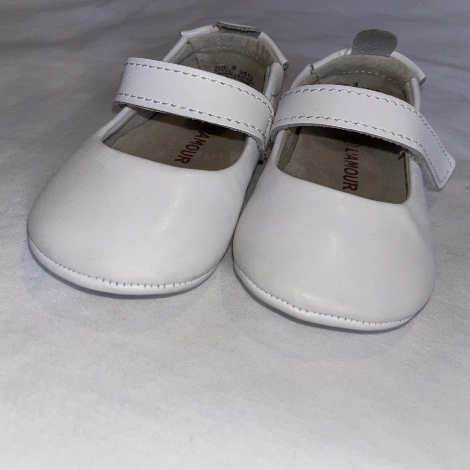  Zapatos de Cuna Mary Jane L'amour Cuero Blanco Talla 3 Excelente Estado  Foto 3 de 4