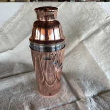 Copper  OGGI Brand Cocktail Shaker Four Pieces With Recipes. Upscale Barware