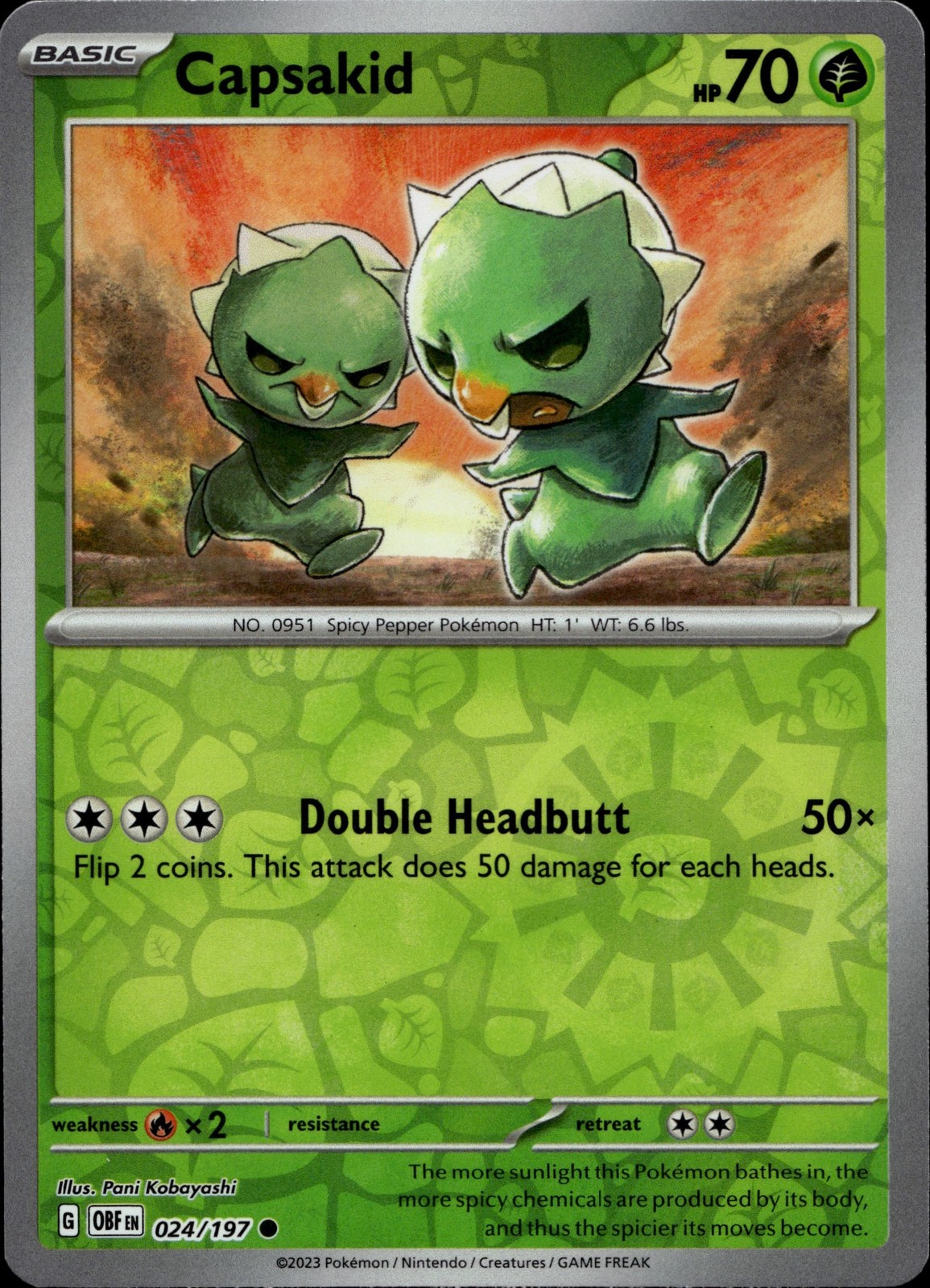 Pokemon Capsakid 24/197 Obsidian Flames Reverse Holo LP
