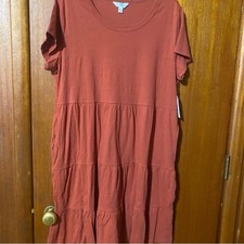 Women's Time and Tru MIDI Dress Size L 12-14 , Rust Color