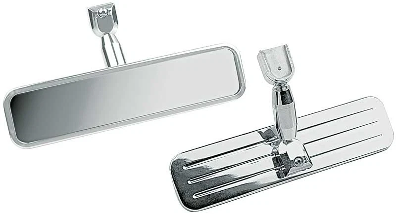 Universal 9" Windshield Mount Rear View Mirror; Polished Ball Milled Billet