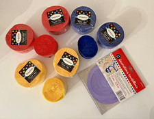 Party Streamers and Swirl Decorations red, blue, yellow streamers 
