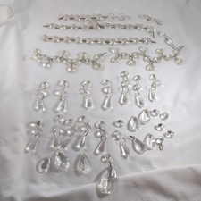 Lampadario Vintage Vetro Cristallo Diamante Ovale Goccia a Strappo Confezione Ricambi