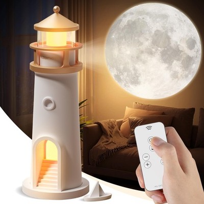 Moon Lamp Projector Night Light,Lighthouse Lamp Decor Night Light for ,Moon L...
