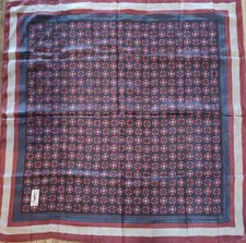 Vintage Yves Saint Laurent Silk Scarf Navy Floral Medallion 33X33" Square