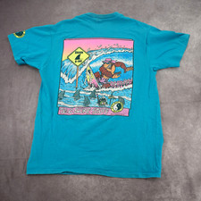Vintage 80s Hanes Beefy T&C Surf Stuff Turquoise T-Shirt Size L USA Made