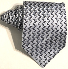 Calvin Klein Designer 100 Silk Mens Blue  Silver Tie 60  X 4  