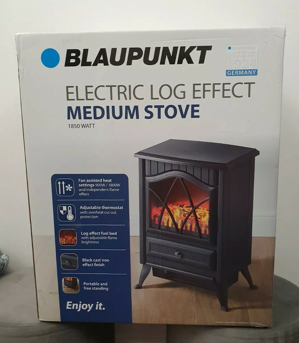 1850w Blaupunkt Heater Electric Log Effect Medium Stove Heater Fireplace  55cm | eBay