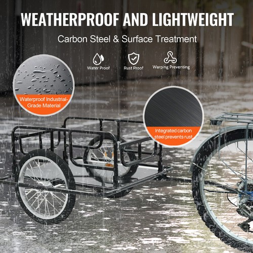 Bike Wagon Carrier Trailer 16" Tires - 60KG Cargo Luggage Cart for Bicycle - Picture 6 of 14