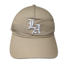 LA Los Angeles Snapback Hat Tan One Size Adjustable Embroidered Cotton:On