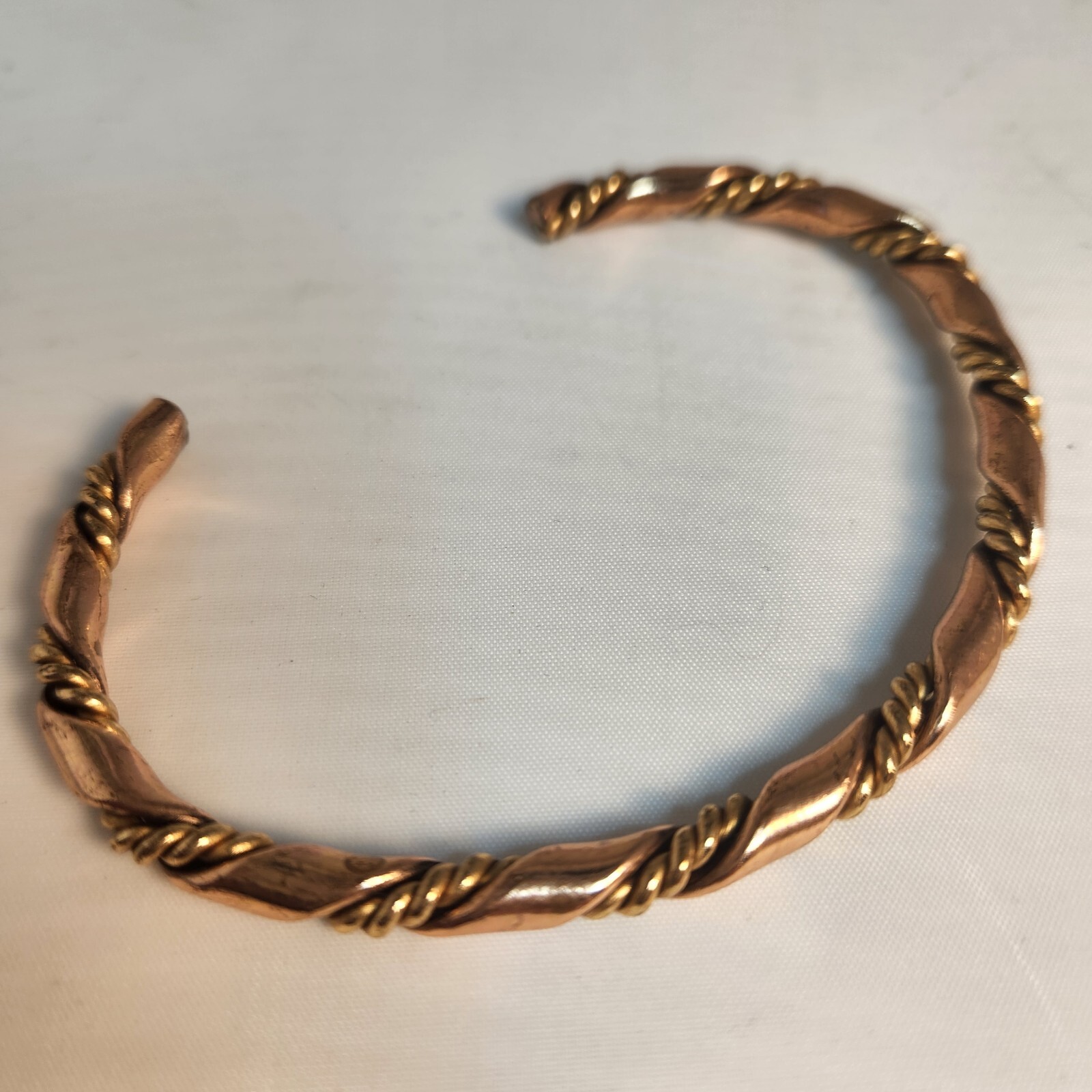 Solid Copper Twisted Wire Cuff Bracelet Adjustabl… - image 3