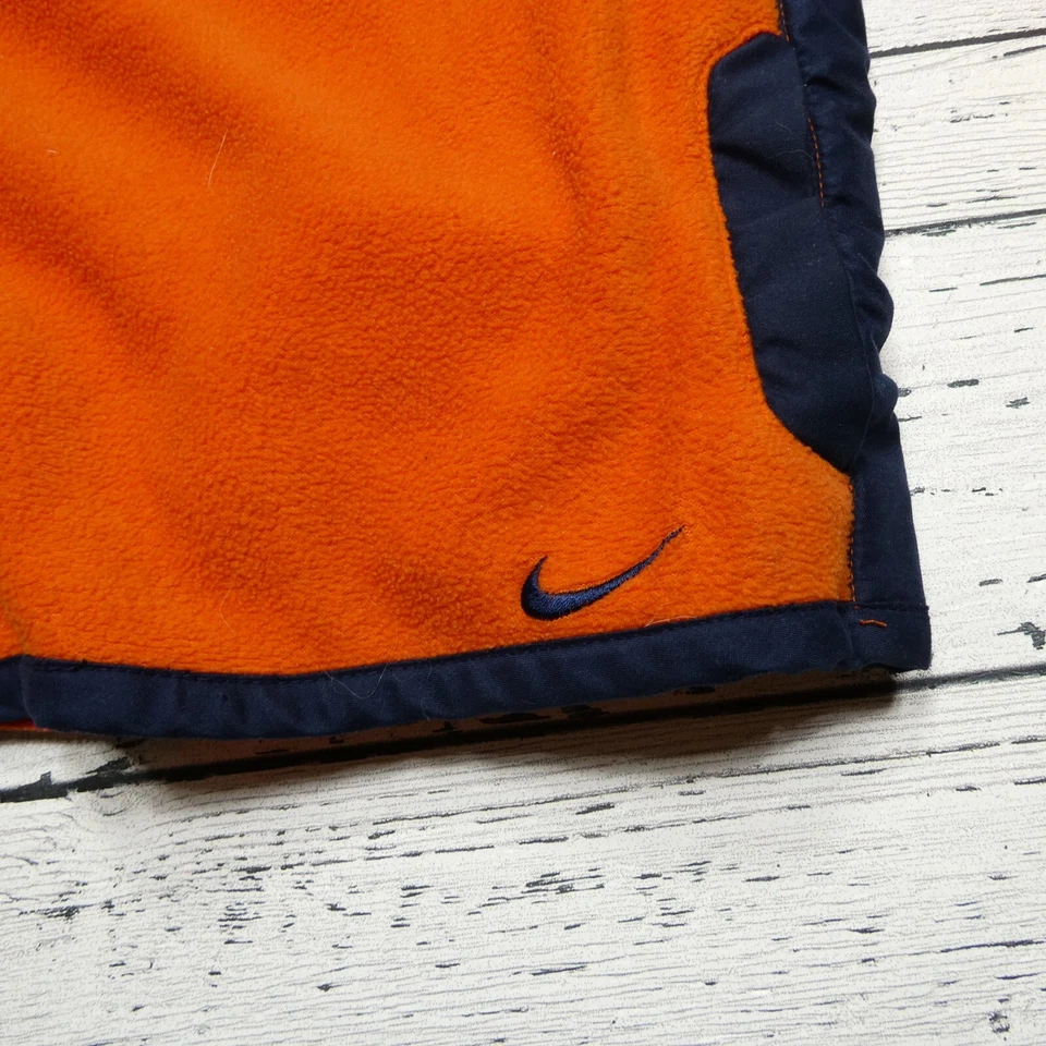 Moletom bordado vintage Nike jaqueta de lã juvenil infantil 4T laranja 1/4 zíper - Imagem 2 de 4