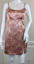 Wild Fable Slip Dress Peach Floral Empire Waist Slit Adjustable Straps Size L
