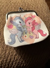 Pink And Blue Unicorns Kissing On This XS Coin Change Purse