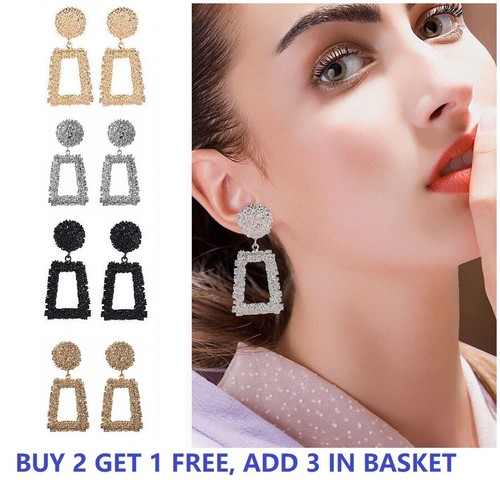 Punk Metal Dorado Pendientes Largos Geométrico Grande Pendientes |