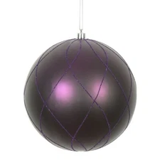 Vickerman N170726D 6 in. Plum Matt Glitter Swirl Ornament Ball - 3 per Box