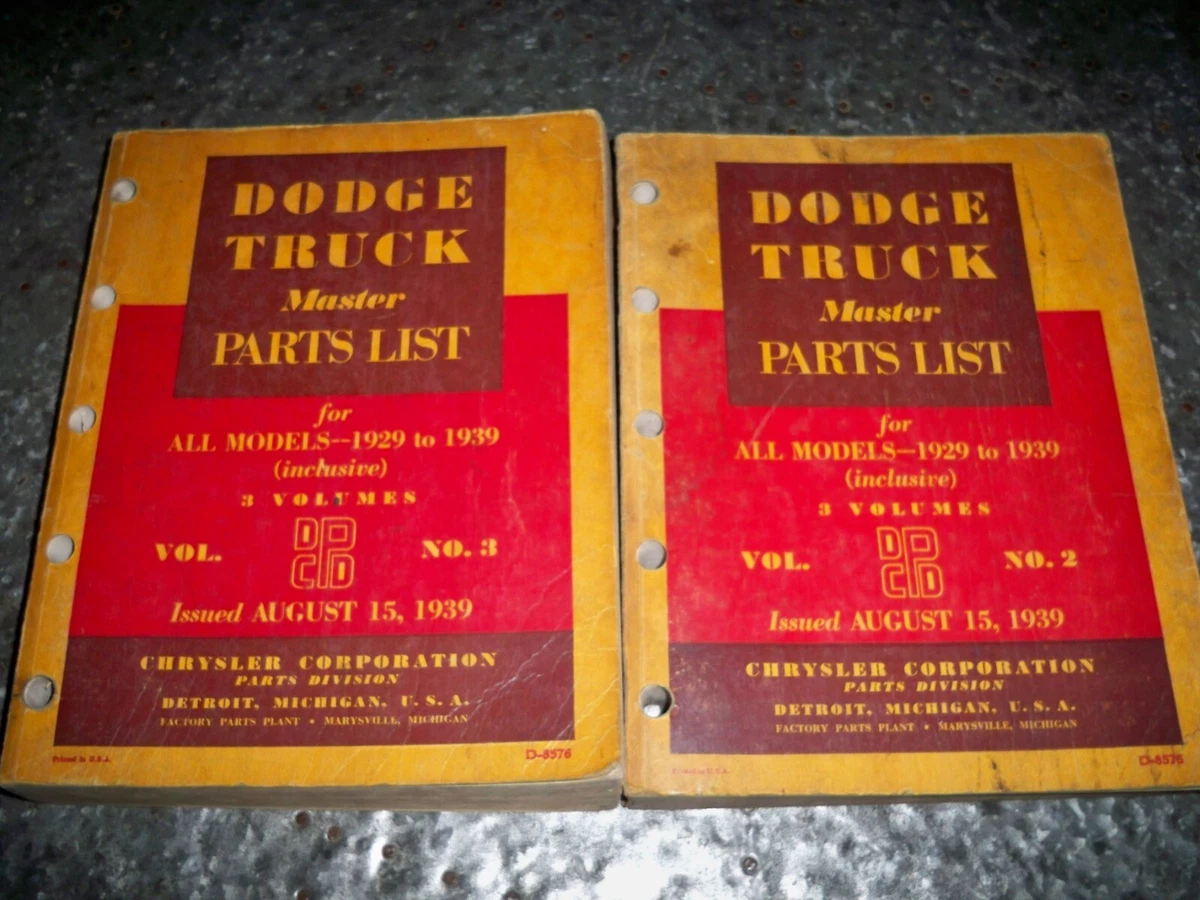 Vol 2 3 Antique Dodge Truck OEM Master Parts List All Models 1929 1939 Catalog