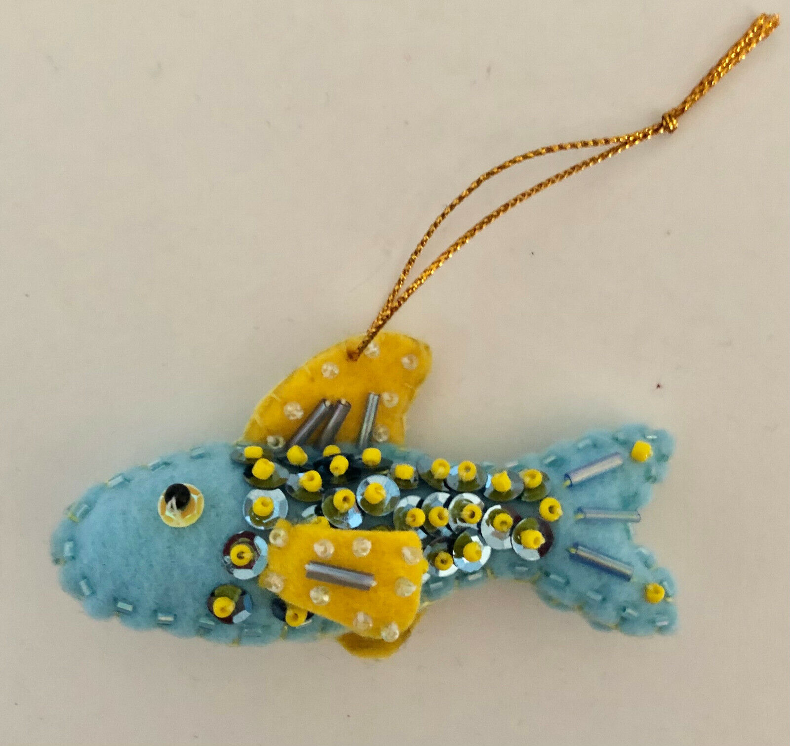 Light Blue Yellow Gorgeous Felt Handmade Ornament - Fish desig List price original