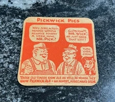 A) VINTAGE PICKWICK BEER 3" INCH COASTER HAFFENREFFER BREWING CO BOSTON MA
