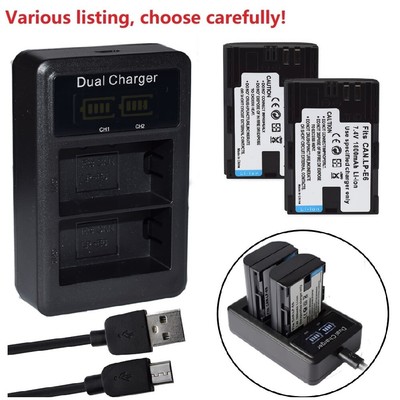 LP-E6 Battery or LCD Charger for Canon EOS 80D, 6D, 7D, 70D, 60D, 5D Mark II III