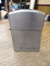 Vtg Brushed Chrome Large Table Lighter Paper Weight 4 1/4" x 3" Made In Japan