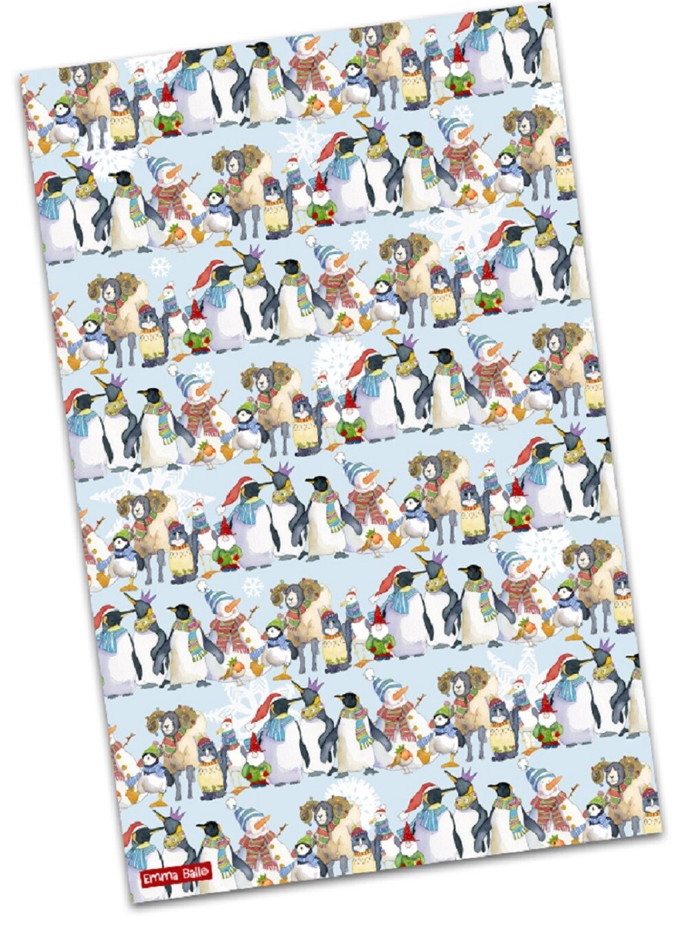 Emma Ball ""Christmas Friends"", Pure cotton tea towel. Printed in the UK.